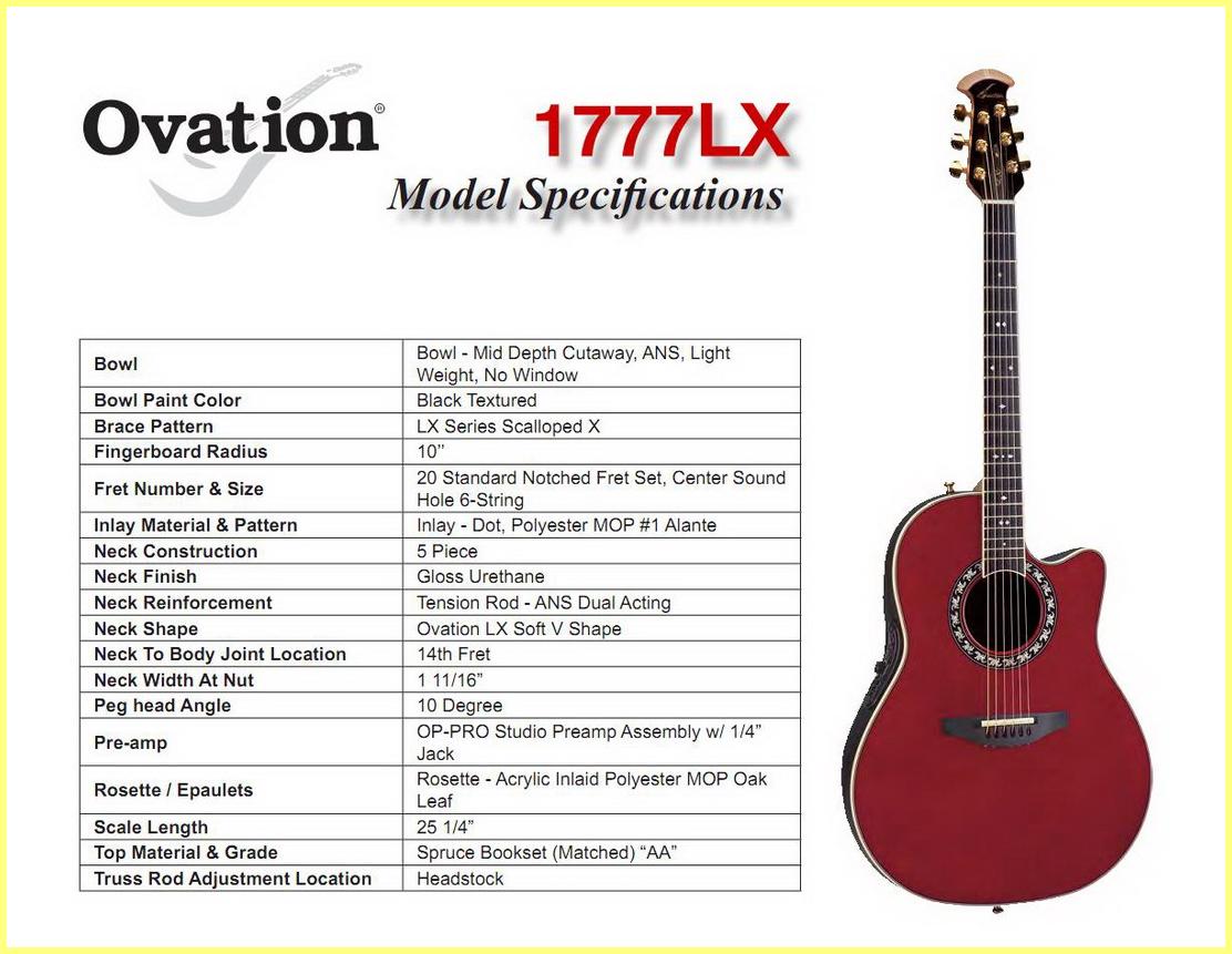 Ovation 1777-LX Parts & specifications